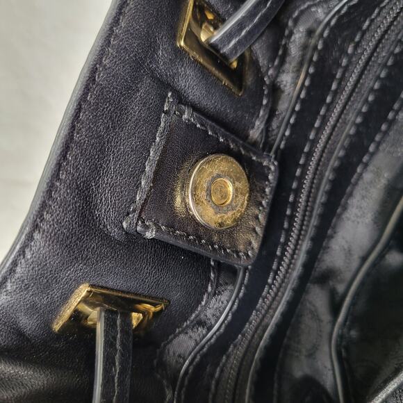 Michael Kors Black Leather Bucket Style Bag Drawstring Gold Hardware - Picture 9 of 11